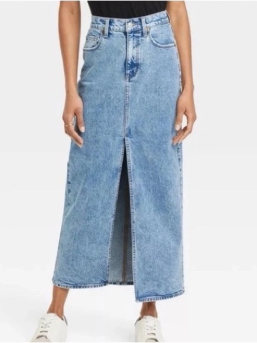 Universal Thread High Rise Denim Midi Skirt Front Slit Size 0